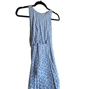 Blue Patterned Sleeveless Dress